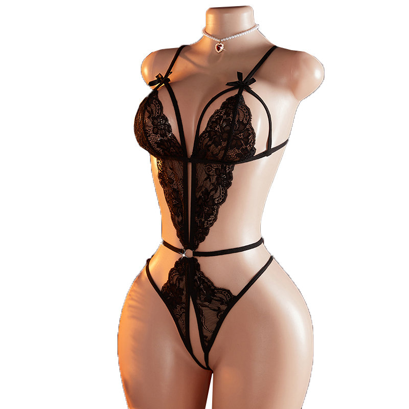 Lace Teddy Lingerie - Transparente sexy de uma peça oco