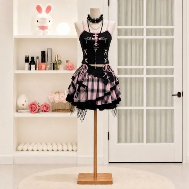 Cami Top Lace - Conjunto Feminino Vintage Y2K Dark Sweet: