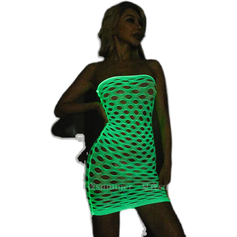 Bodystocking Fishnet - Bodystocking de malha brilhante luminosa no