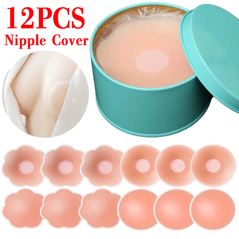 Silicone Bra Adhesive - 6/12 Peças Adesivos Invisíveis Autoadesivos Reutilizáveis