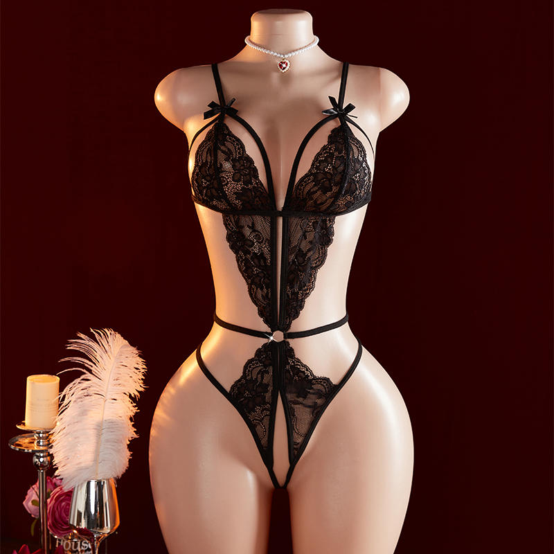 Transparente sexy de uma peça  - Lace Teddy Lingerie avaliação e preço