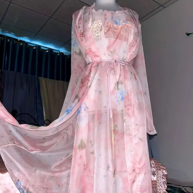 Rosa de seda impressa ver atra - Robe Silk Women avaliação e preço